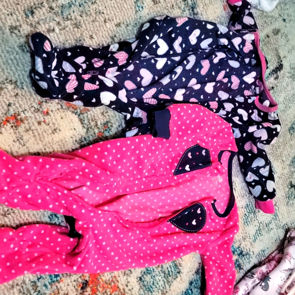 2 fleece footed pajamas